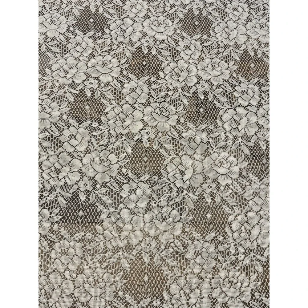 VTG 90s Ivory Rose Lace Curtain 2 Panels - Different Lengths Granny Cottagecore